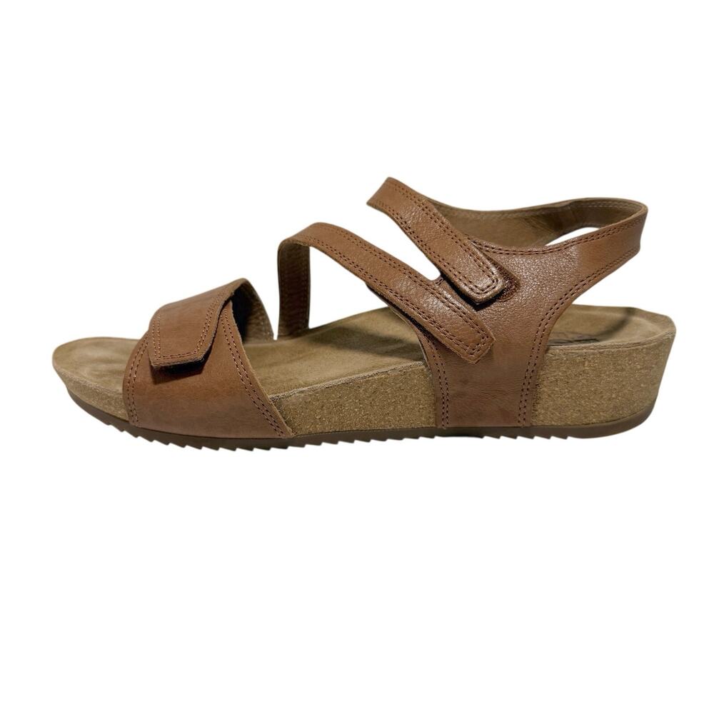 ABEO Genevieve Sandals 8.5 Brown Leather Cork Wedge Comfort Orthopedic